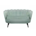 Прямой дизайнерский диван ракушка, Pearl double green, зеленый с черными ножками