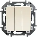 Выключатель трехклавишный 10AX-250В, (Слоновая кость), Legrand INSPIRIA (комплект 10шт)