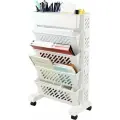 Книжная полка Тележка, 5-слойная, передвижная, ABS-пластик, белая