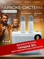 Караоке система Easy Trade с двумя микрофонами, колонка с микрофоном для караоке белая, bluetooth