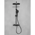 Душевая система с тропическим душем и смесителем с термостатом, черная матовая
