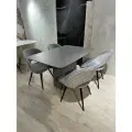 Кухонный стол Mesa Design Tuberia2.0, керамогранит, металлический каркас, серый, 120 см х 80 см