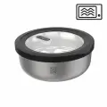 Контейнер круглый для продуктов из нержавеющей стали с клапаном на пластиковой крышке Provido, 1 л, 17.6 см, стальной, серия Кухонные аксессуары, GEFU, GF12772