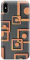 Силиконовый чехол на Apple iPhone Xs / X / Эпл Айфон Икс / Икс Эс с рисунком Оранжевые блоки на сером