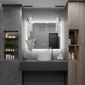 Зеркало Квартал 50*80 с холодной LED-подсветкой с часами и антизапотеванием горизонтальное
