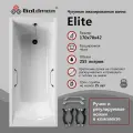 Чугунная ванна Goldman Elite 170x70x42 с квадратными хромированными ручками