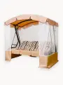 Уличные садовые качели рандеву премиум бежевый для дачи трехместные подвесные с тентом и москитной сеткой
