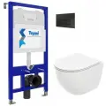 Инсталляция с унитазом комплект 5 в 1 Teymi унитаз подвесной безободковый Lina Media кнопка черная T70758