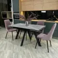 Стол обеденный раскладной НЕО-2 в керамике, серый мрамор, 120(180)х80 см