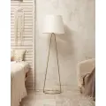 Светильник напольный/ Торшер Альфа/ золотое основание, абажур белый лён