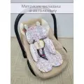 Матрасик-вкладыш в автолюльку Зайки розово-голубые 60*45 см, универсальный.