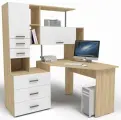 Угловой компьютерный стол Джаз-16 Дуб Сонома/Белый правый