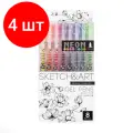 Комплект 4 наб, Набор гелевых ручек SKETCH&ART Uni Write.NEON 0.8мм 8цв 20-0307