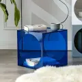 Тумба прикроватная, акриловая, синяя, прозрачная, современная CUBE