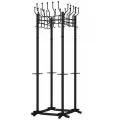 Вешалка напольная на 20 крючков с держателем для зонтов Гардикс-4, металл, черная