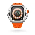 Корпус чехол для часов Y24 для Apple Watch Series Ultra, Ultra 2; 49mm, нержавеющая сталь / резина, стальной / оранжевый