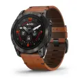 Умные часы Garmin epix Pro (Gen 2) – Sapphire Edition - 51 mm Carbon Grey DLC Titanium with Chestnut Leather Band (010-02804-30)