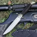Финка НКВД из кованой стали 95Х18 с авторским литьём из мельхиора, рукоять граб