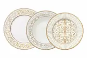 Набор обеденный, 6 персон, 18 предметов, фарфор P, белая, с золотистым орнаментом, Golden (Pozzi Milano 1876)