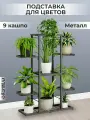 Подставка для цветов RombiLux, металлическая, напольная, серый графит, на 9 кашпо