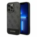 Guess чехол для iPhone 14 Pro, PU кожа 4G Stripe Metal logo серый