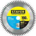 Пильный диск STAYER Multi Material, 190х30/20мм, 64Т, супер чистый рез, алюминий 3685-190-30-64