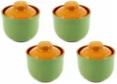 Набор горшков Ломоносовская керамика ColorLife, жаропрочные, 0,35 л, 4 шт, зеленый