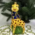 Irena-Co елочная игрушка, стекло Жираф в шарфе (16х8х5см)