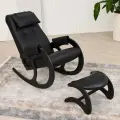 Кресло-качалка AVK Блюз, экокожа, с банкеткой, черные/венге