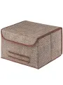 Коробка для хранения вещей Casy Home, с крышкой, цвет: бежевый, 35 х 30 х 22 см