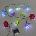 Гирлянда для улицы «Яркий зонтик» 3.8 м 10 ламп LED (8*7 см) чёрн. пров, 2 реж, IP-54, Белый (солнечная батарея)
