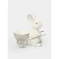 Подставка для яйца, 12 см, полирезин, молочная, Кролик с тележкой, Easter