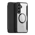 Прозрачный чехол книжка черного цвета с поддержкой MagSafe от Dux Ducis для Samsung Galaxy S24+, серия Skin X Pro Series Case