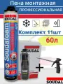 Пена монтажная SOUDAL Soudafoam Professional 60 зимняя 750 мл 11шт плюс пистолет и очиститель