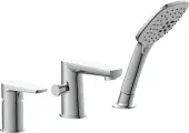 Смеситель на борт ванны Cersanit Moduo 64100 С внутренней частью, встраиваемый, с душевой лейкой, хром, глянцевый, латунный, смеситель для ванны с душем, рычажный