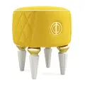 Пуфик Византия Круглый на Высоких ножках Велюр желтый / ножки - слоновая кость Djivani