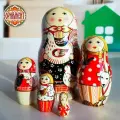 Матрешка деревянная детская развивающая игрушка Курочка 5 мест 11 см Орнамент