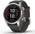 Часы Garmin FENIX 7S PRO Solar серебристый с черным силиконовым ремешком 010-02776-01