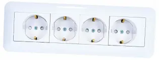 Четырехместная розетка Systeme Electric ОП Прима 16А 250В с заземлением, защ. шторка, белая опт. упак RA16-411M-B