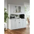 Буфет для кухни Puzzlemebel Галиано, кухонный шкаф со стеклом, длина 148 см, белый