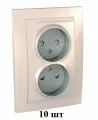 10 штук розетка двойная, со шторками, без заземления, UNICA, бежевый, Schneider Electric