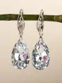 Серьги, кристаллы Swarovski, кристалл, стекло, серый, бесцветный, серебряный
