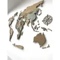 Деревянная карта мира на стену 3D многоуровневая 160/85 см в цвете Платан на русском языке подробная (крупные города и столицы) картина из дерева на стену