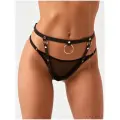 Гартеры на бедра женские кожаные KALEKS Imo Angusta черные, портупея эротик женская на ноги и бедра