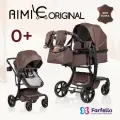 Коляска-трансформер для новорожденных Aimile Original Autumn, экокожа, шоколадный