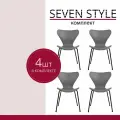 Стулья кухонные пластиковые комплект из 4-х стульев Seven серый с чёрными ножками