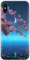 Силиконовый чехол на Apple iPhone Xs / X / Эпл Айфон Икс / Икс Эс с рисунком Месяц и сакура