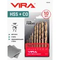 Набор сверл по металлу 1-10 мм Р6М5К5 10 шт VIRA