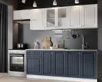 Кухонный гарнитур, готовый комплект Хозяюшка 2.6 метра Акация белая/Сапфир