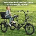 Велосипед детский двухместный трехколесный РВЗ Космос для детей 4–12 лет черный